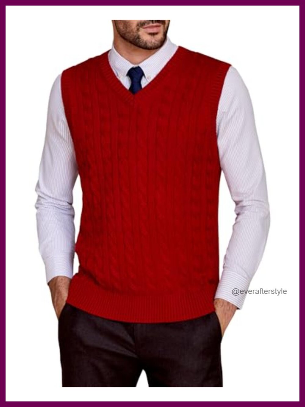 Wool Blend Cable Knit V Neck Sweater Vest Mens Sleeveless Pullover